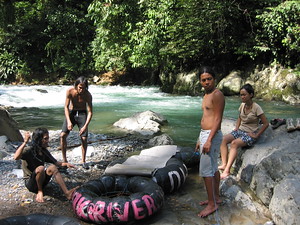 Tire tube rafting