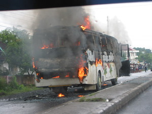 Burning bus